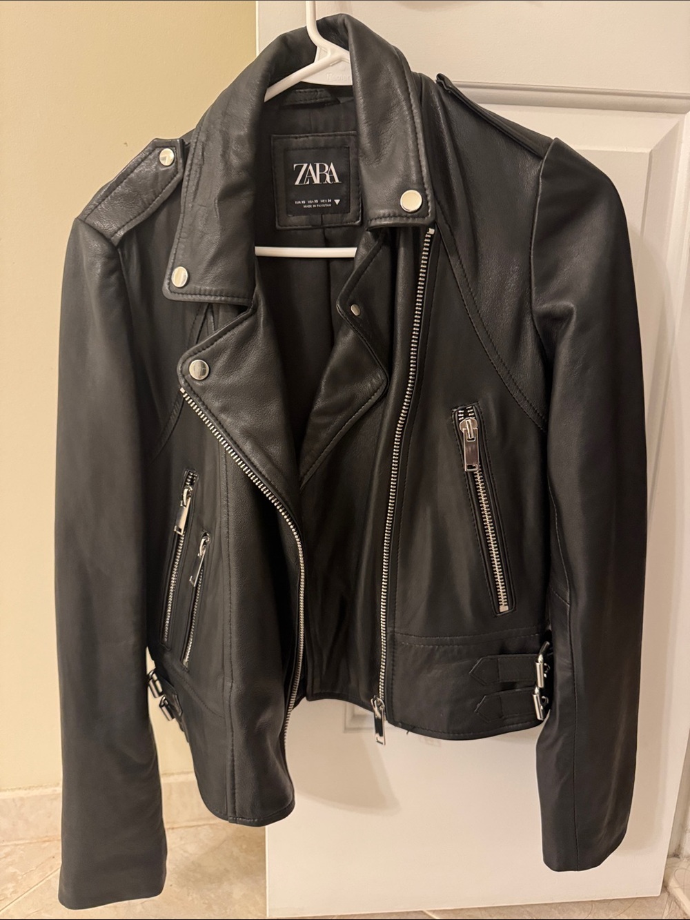 ZARA Black leather biker jacket